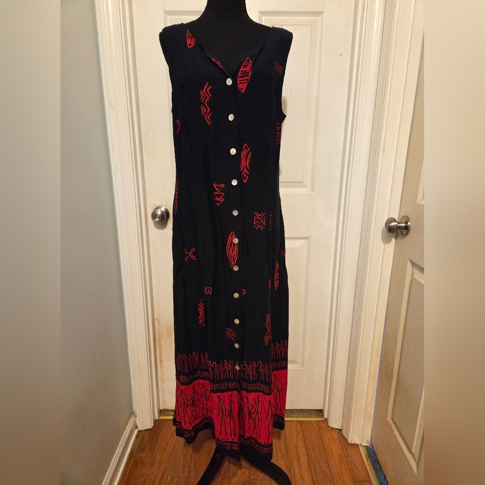 Chic Black and Red Sleeveless Maxi Dress